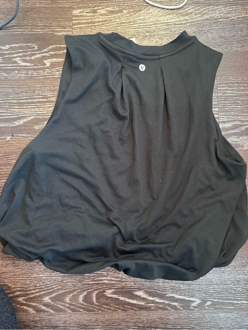 Velocity Black Sleeveless Tank with Pleat Back